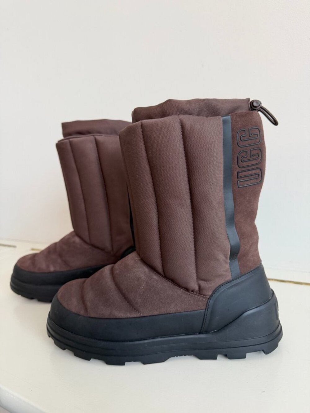 UGG Weatherproof Puffer Snow Boots Brown Suede Size 7